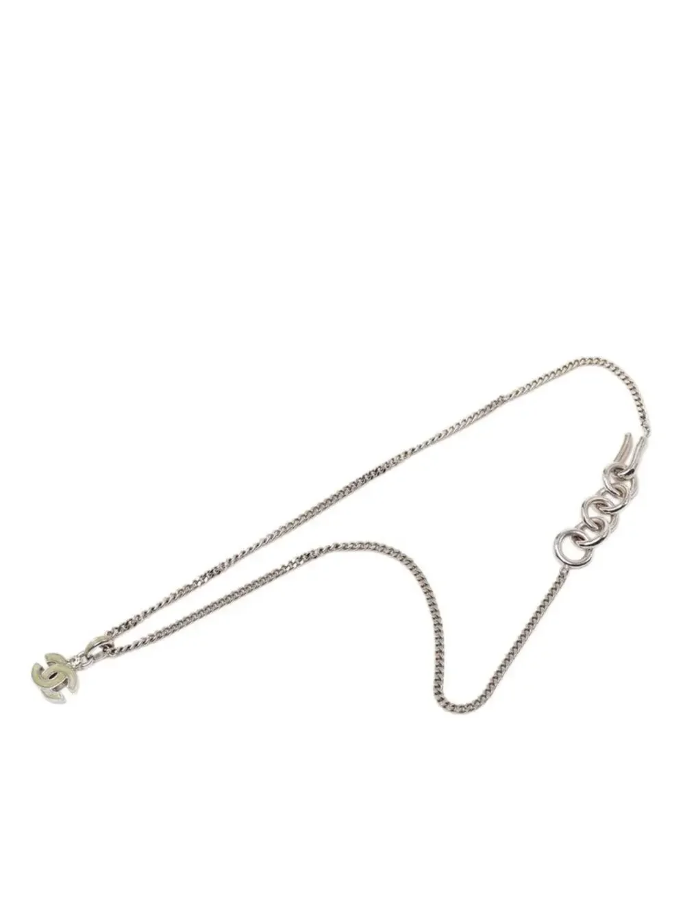 Chanel Cc Logo Pendant Necklace Silver- #327489C62B